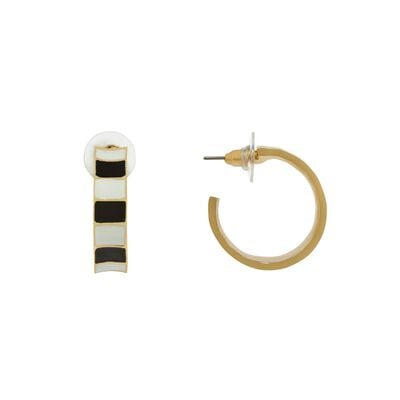 Black and white enamel hoop earrings